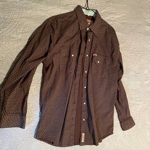 Black, White and Blue Small Print Pearl Snap